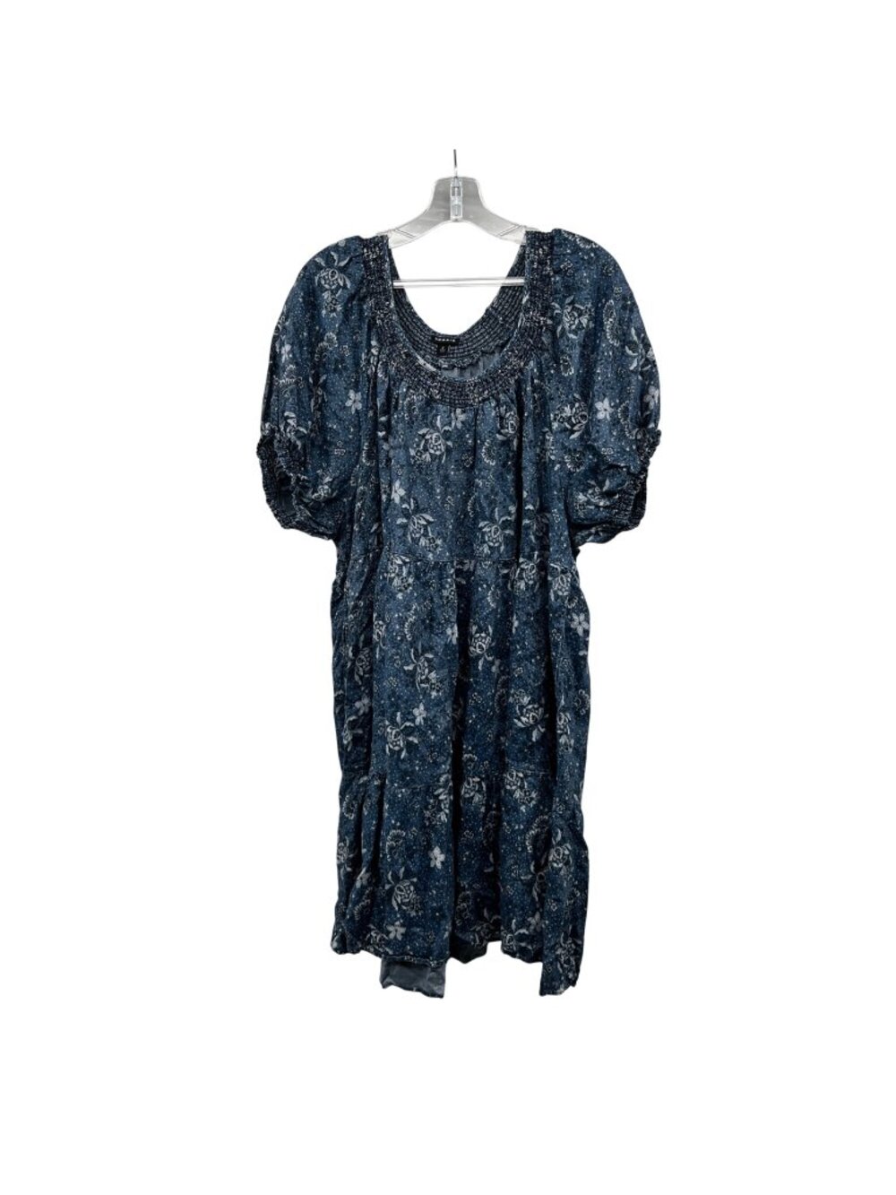 Torrid Floral Babydoll Dress Short Sleeve Blue/White Womens Size 2X Pockets